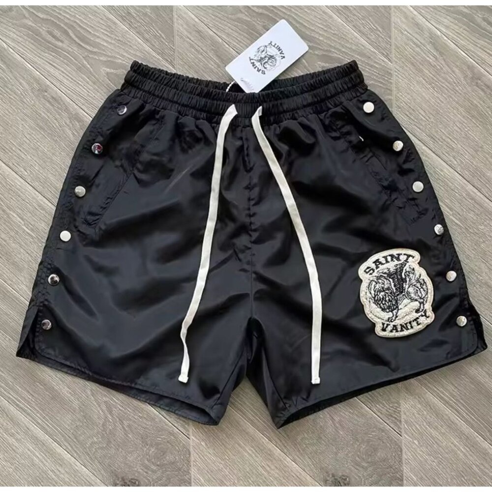 Saint Vanity Embroidered Casual Sports Shorts – Stylish Double-Breasted Design